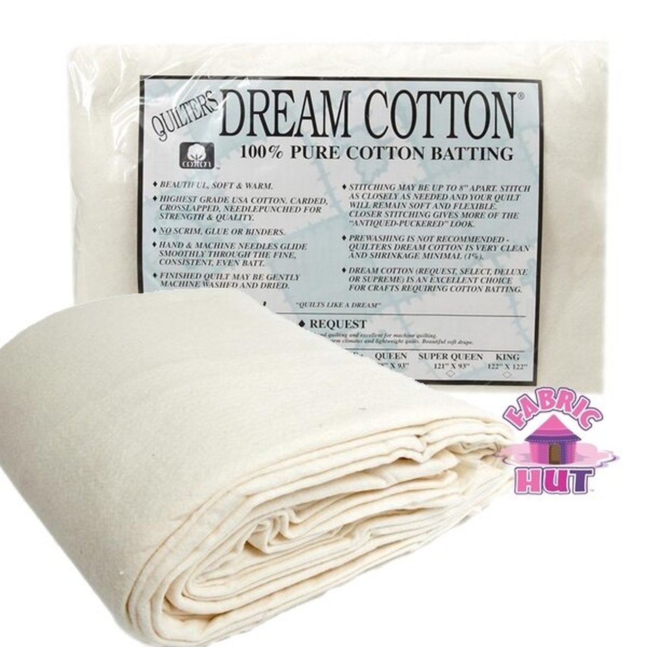 Quilters Dream Batting White Cotton Request Twin Fabric Hut