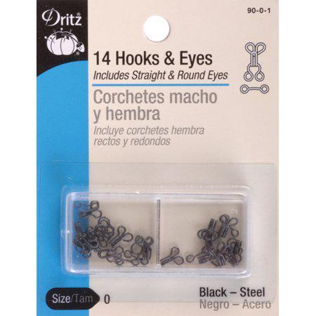 Hooks & Eyes Black - size 1 - 14 sets